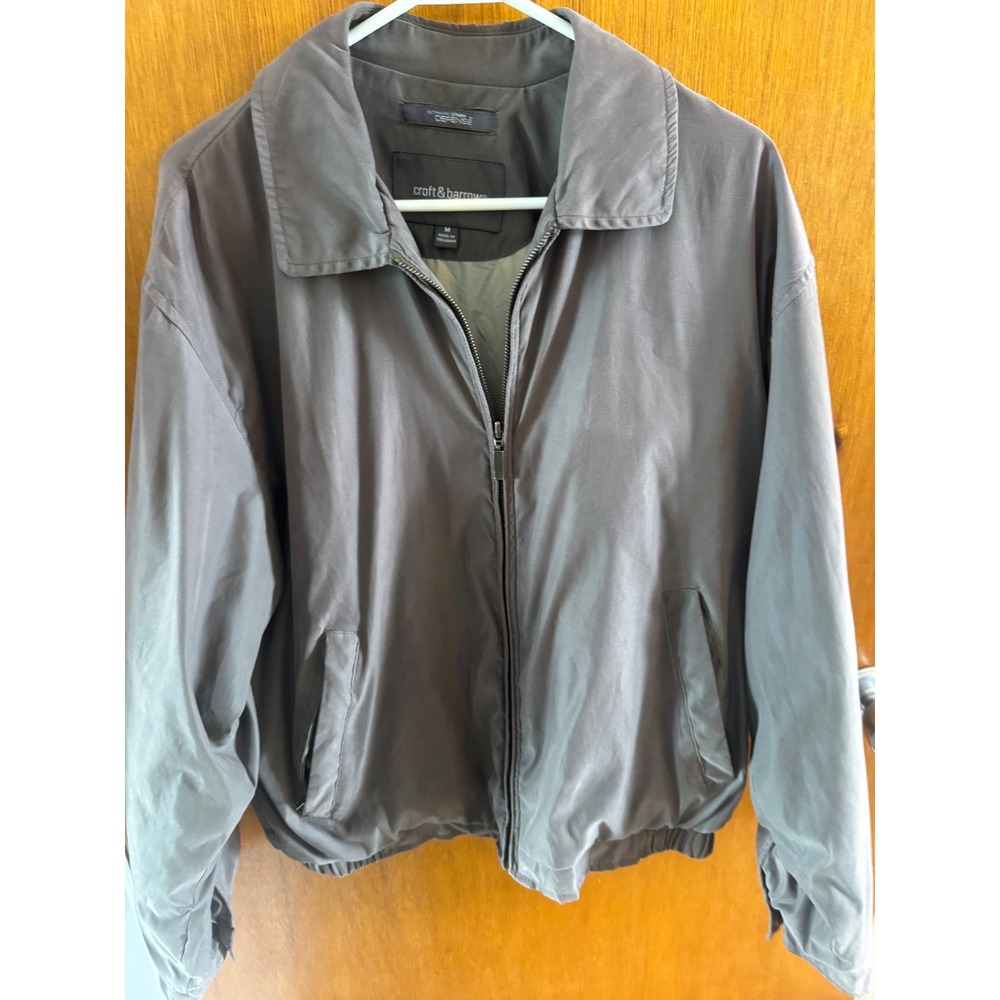 Croft & Barrow Mens Ultimate Stain Defense Full Zip Bomber Jacket Taupe Medium - Picture 2 of 6